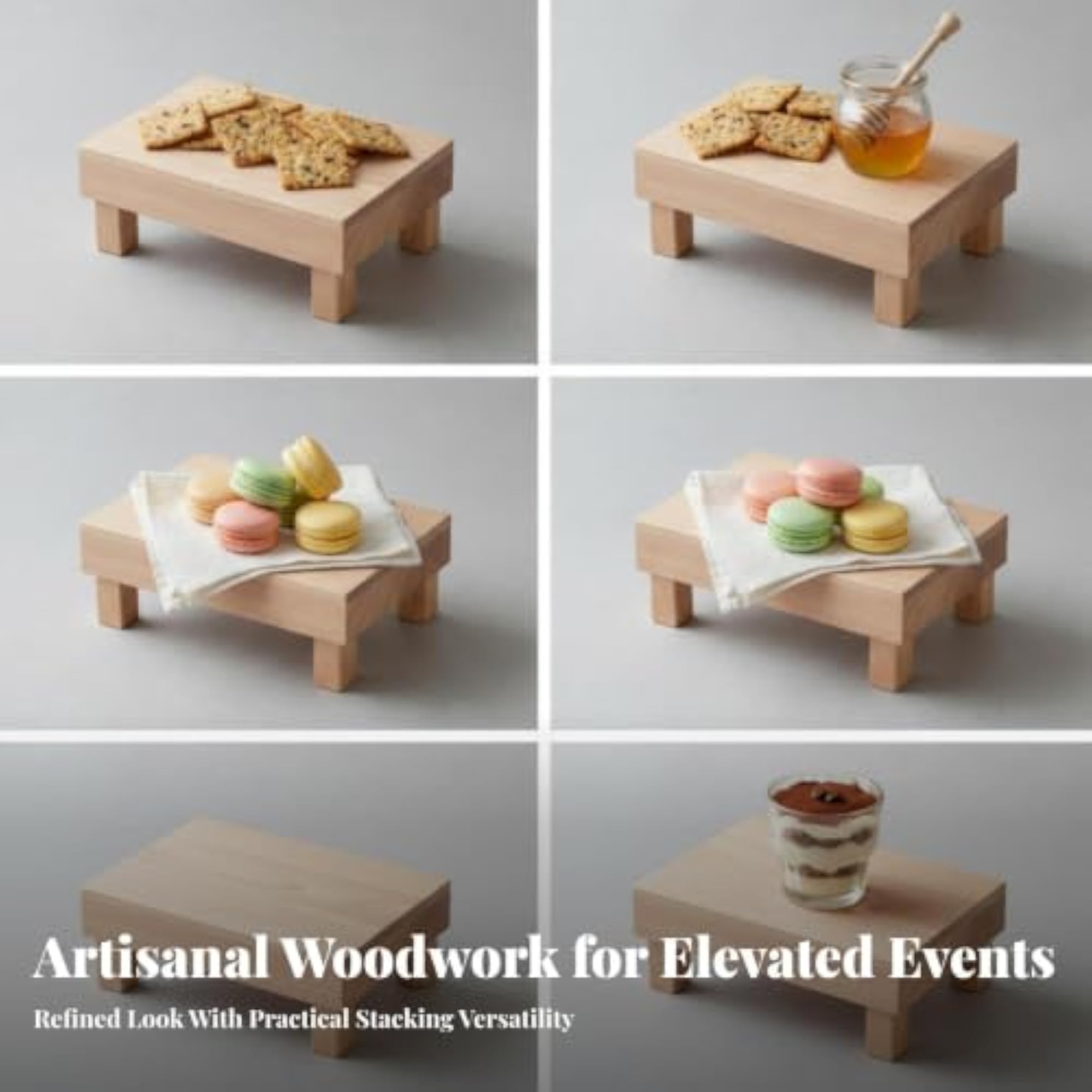 Rustic Wooden Display Stand Sturdy Block-Like Construction